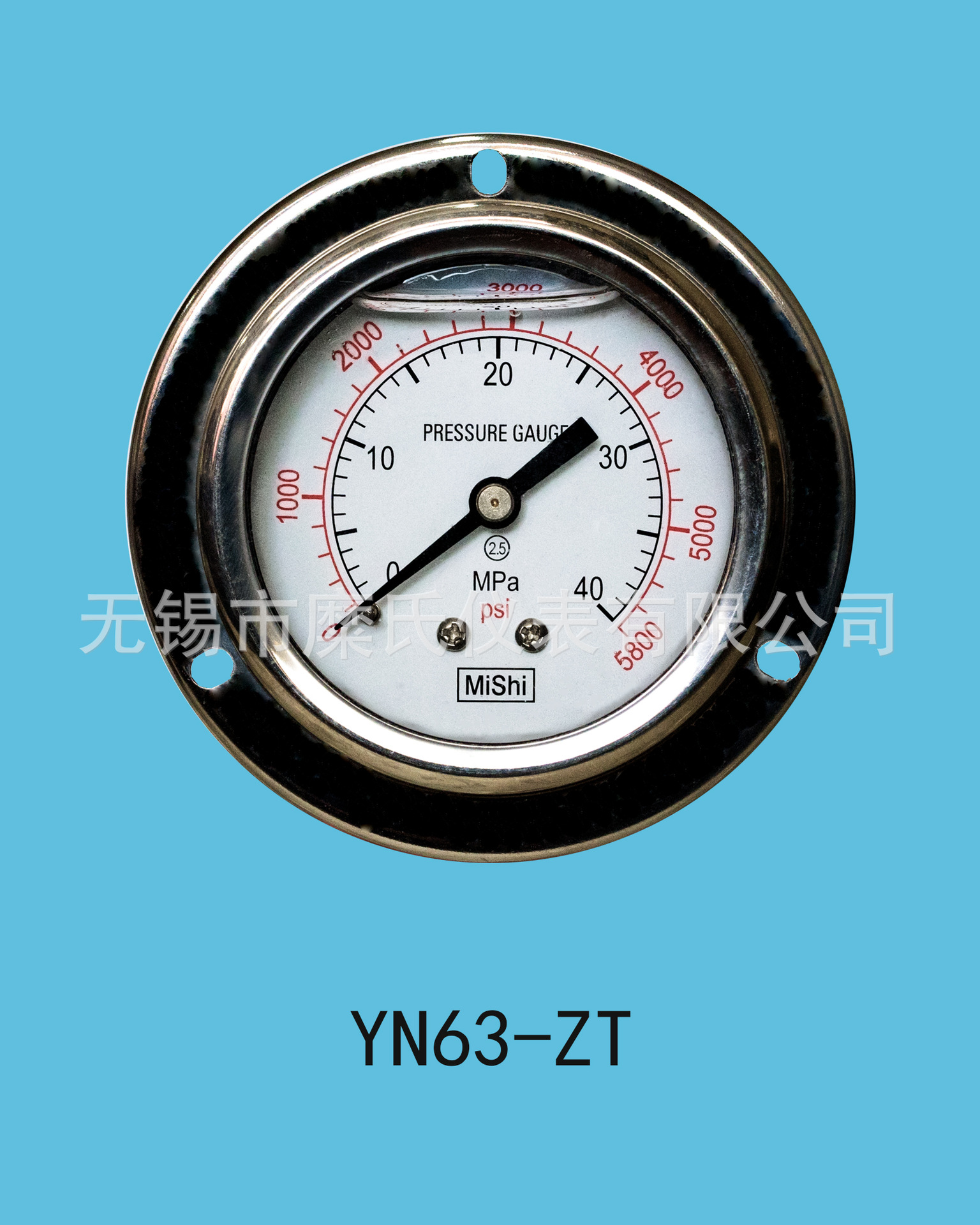 YN63ZT 轴向带边压力表 油压 气压 水压